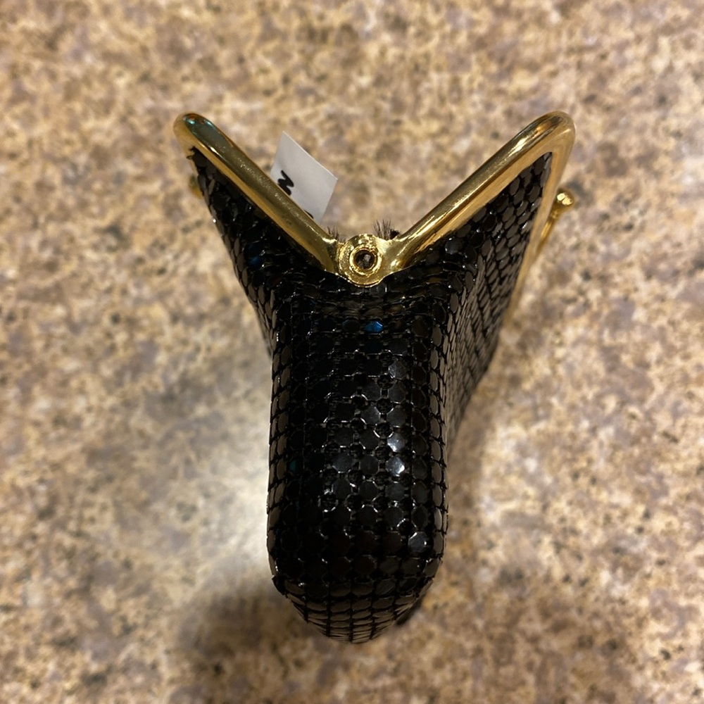 Dressy Fancy Coin Purse Bag With Kisslock Black and Gold Colored - Picture 5 of 17
